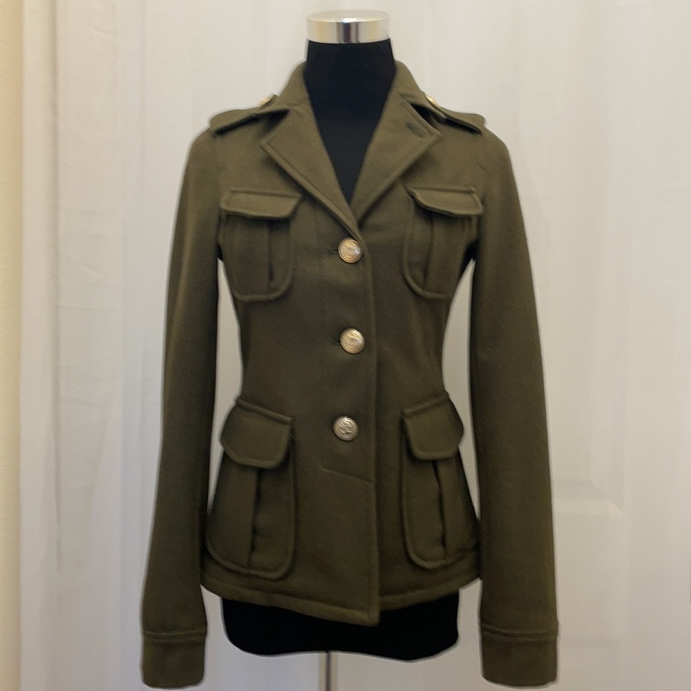 UO army green wool fully lined coat XS